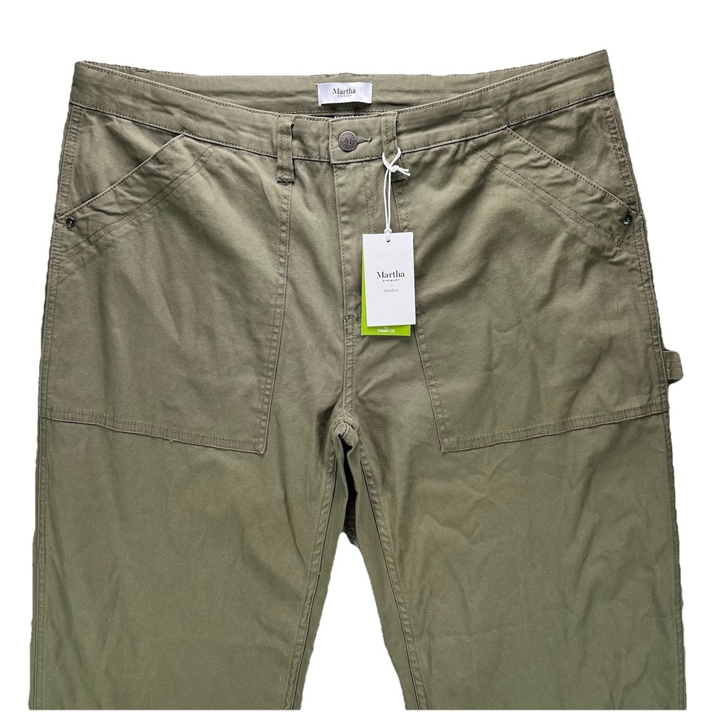 Martha Stewart Garden Pants Womens 2XL Green Workwear Carpenter Denim NWT